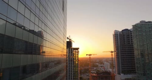 Miami Florida Urban Landscape at Sunset Construction Site of Residential Building