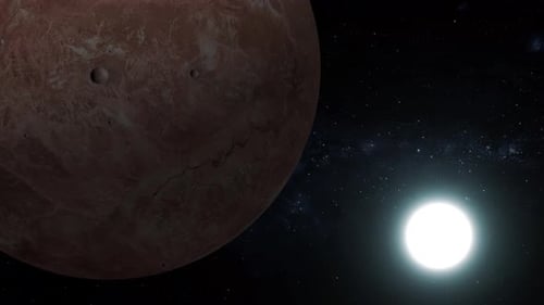 Rotating Planet and Bright Star in Space