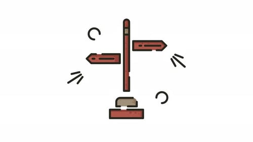 Animated Flat Design Direction Signpost Icon