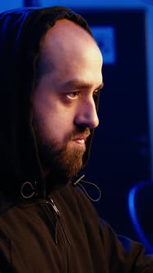 Vertical Video Hacker Hiding in Underground Bunker Excited After Tricking Firewalls