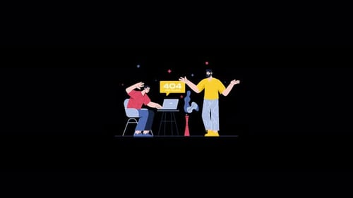 Animated Flat Design Illustration of 404 Error Page Not Found