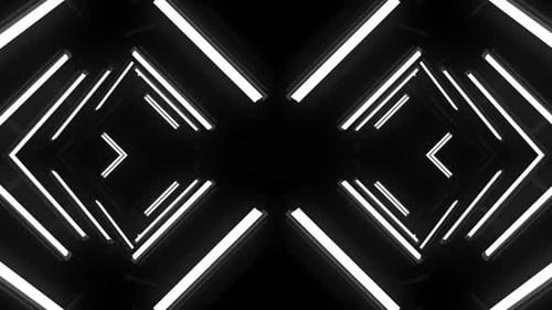 Dynamic abstract tunnel with glowing neon lights in motion