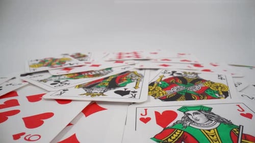 Playing cards on a white background close up 4K