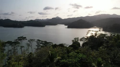 Aerial Sunrise in Lake Sermo