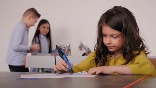 Children Creating Art with a 3D Pen