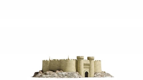 Fairy Tale Fantasy Castle Isolated on White Background 3d Animation