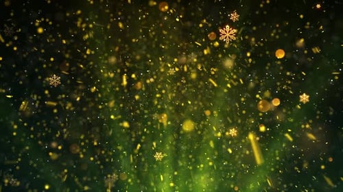 Elegant Golden Particles Falling With Snowflakes Festive Background