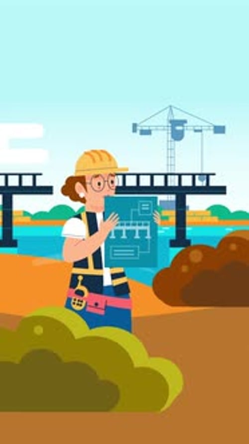 Engineers Working On Construction On Vertical