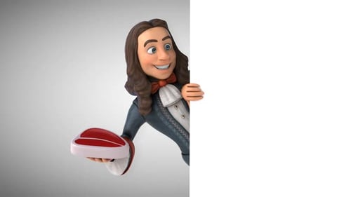 Animation 3D d'un homme de dessin animé en costume baroque historique