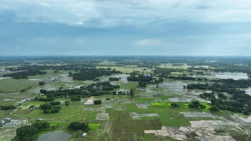 Aerial view of rural landscape, Bangladesh.