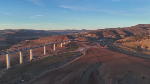Aerial View Of Bridge In Desert