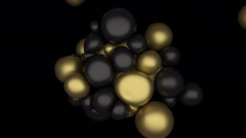 Dynamic Gold and Black Spheres Fluid Abstract Motion Background