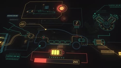 Futuristic Electric Car Charging UI Animation