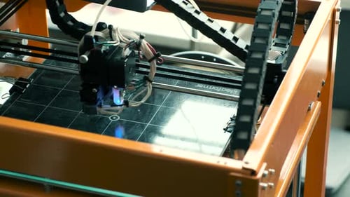 3D Printer Printing Gear Model From Plastic Automatic Three Dimensional 3d Printer Performs ABS