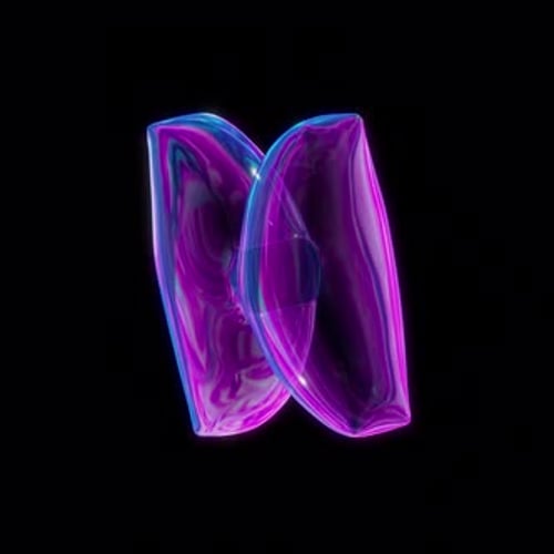 Animated element of brutalist geometric shapes balloon Iridescent half circle 01