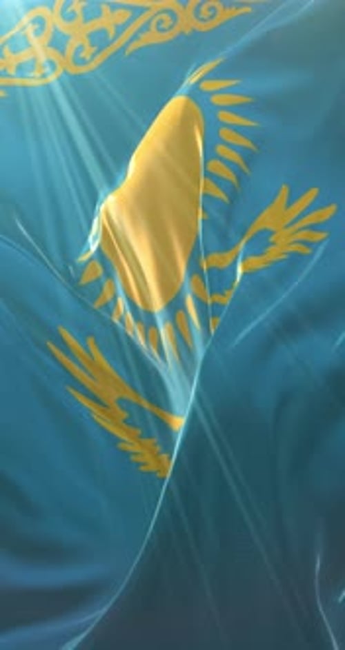 Kazakhstan National Flag Waving Seamless Loop