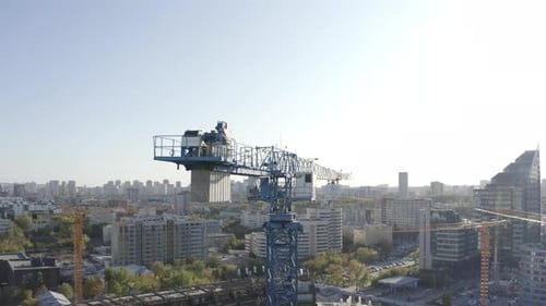 Construction work taken from a helicopter