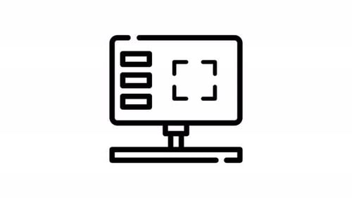 Animated Computer Monitor Icon with UI Elements