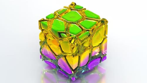 Colorful Gradient Voronoi Cube 40 4K