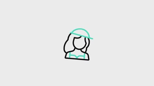 Modern Minimalist Female Character Line Art Animation