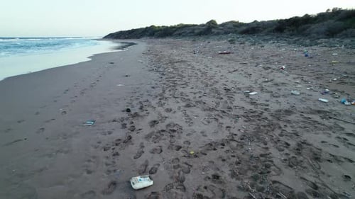 Garbage Washed Ashore Polluted Beach