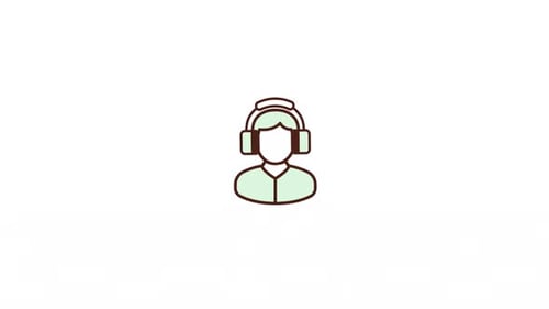 Flat Design Animated Icon of Person with Headphones