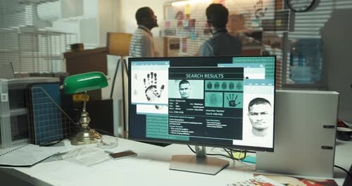 Station, screen or search on computer for investigation, identity evidence or picture in night