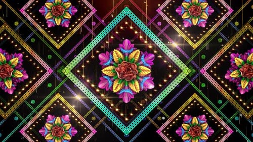 Diwali Festive Floral Pattern with Colorful Lights Loop