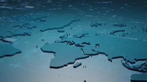 Animated Digital World Map with Corporate Data Interface