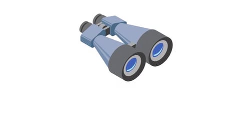 Animated Binoculars Icon in Flat Design Style