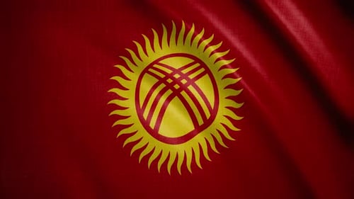 Realistic Kyrgyzstan National Flag Waving Loop Animation