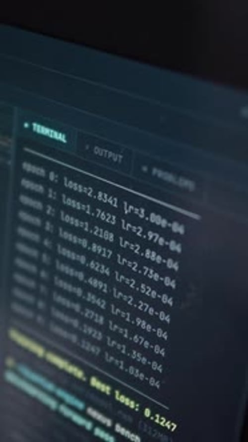 Computer Screen Showing Console Interface With Dark Theme In Office