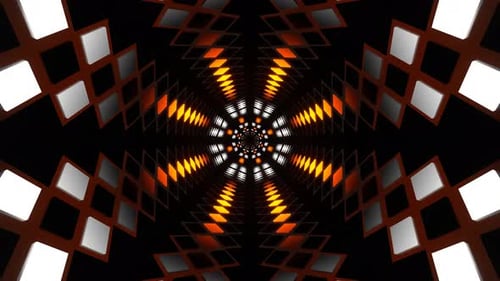 Orange And Blue Neon Rhomboids Motion Tunnel Background Vj Loop In 4K