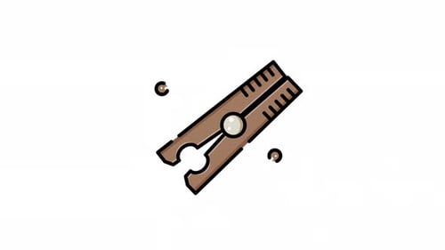 Clothespin icon for laundry hanging and garment fastening animation