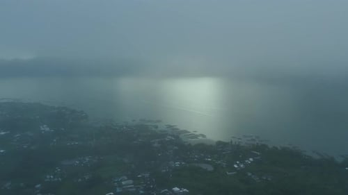 Appearance From the Fog Cinematic Scenery of Early Morning with Low Clouds