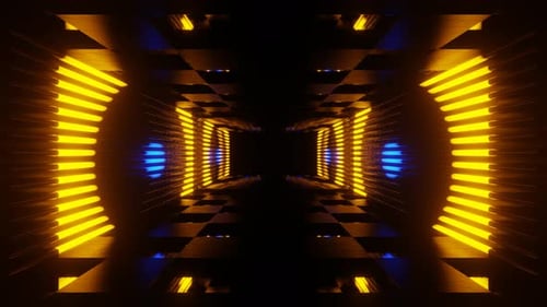 Blue And Orange Neon Stroboscope Room Background Vj Loop In 4K
