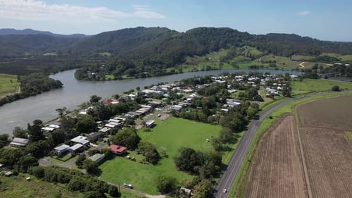 Terranora Suburb With Tweed River In New South Wales, Australia - Drone Shot