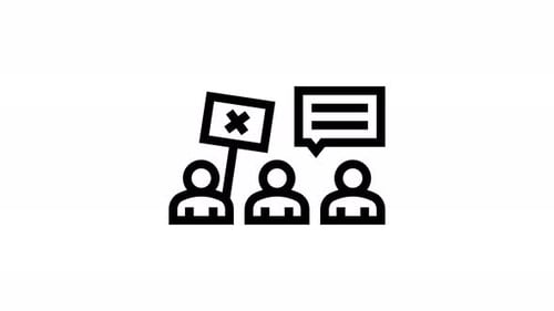 Flat Design Icon Animation of People Protesting