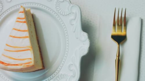 Close Up of Cake Slice with Fork