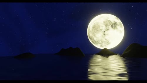Noche serena con luna llena sobre el océano