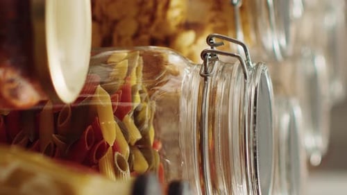 Pasta in Jars in Kitchen Pantry