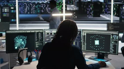 Data Center Computer Scientist Using Node Tree Software to Analyze Datasets