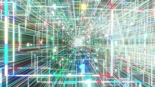 Colorful Digital Cyberspace With Flowing Numbers Ones and Zeros 3d render. Binary System Big Data