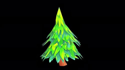 360 Grad drehbare, lebendige Weihnachtsbaum-Schleifenanimation auf transparentem Hintergrund