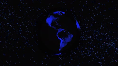 Planète terrestre réaliste qui tourne sur l'espace ou la galaxie et les étoiles (voie lactée), animation de la planète Terre. 1267