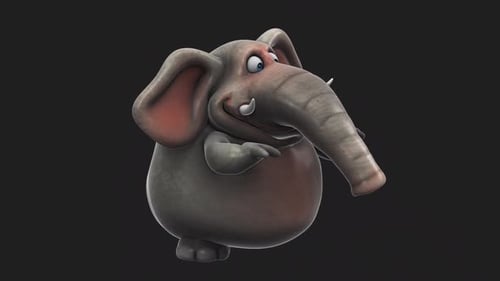 Fun 3D cartoon elephant talking (with alpha channel)