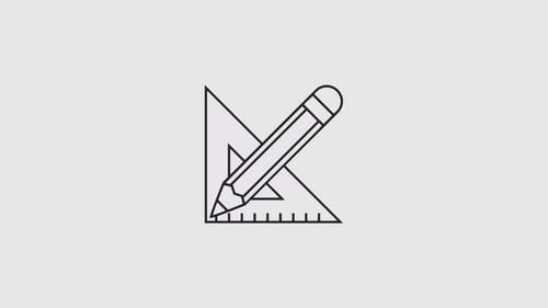 Animated Line Art Design Icon with Pencil and Set Square