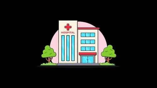 Hospital Building Animation Video - Transparent