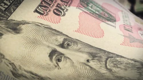 50 Dollar Realistic Money Falling Down Animation