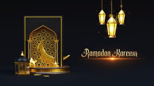 Ramadan Kareem Title Reveal with Elegant Gold Islamic Elements